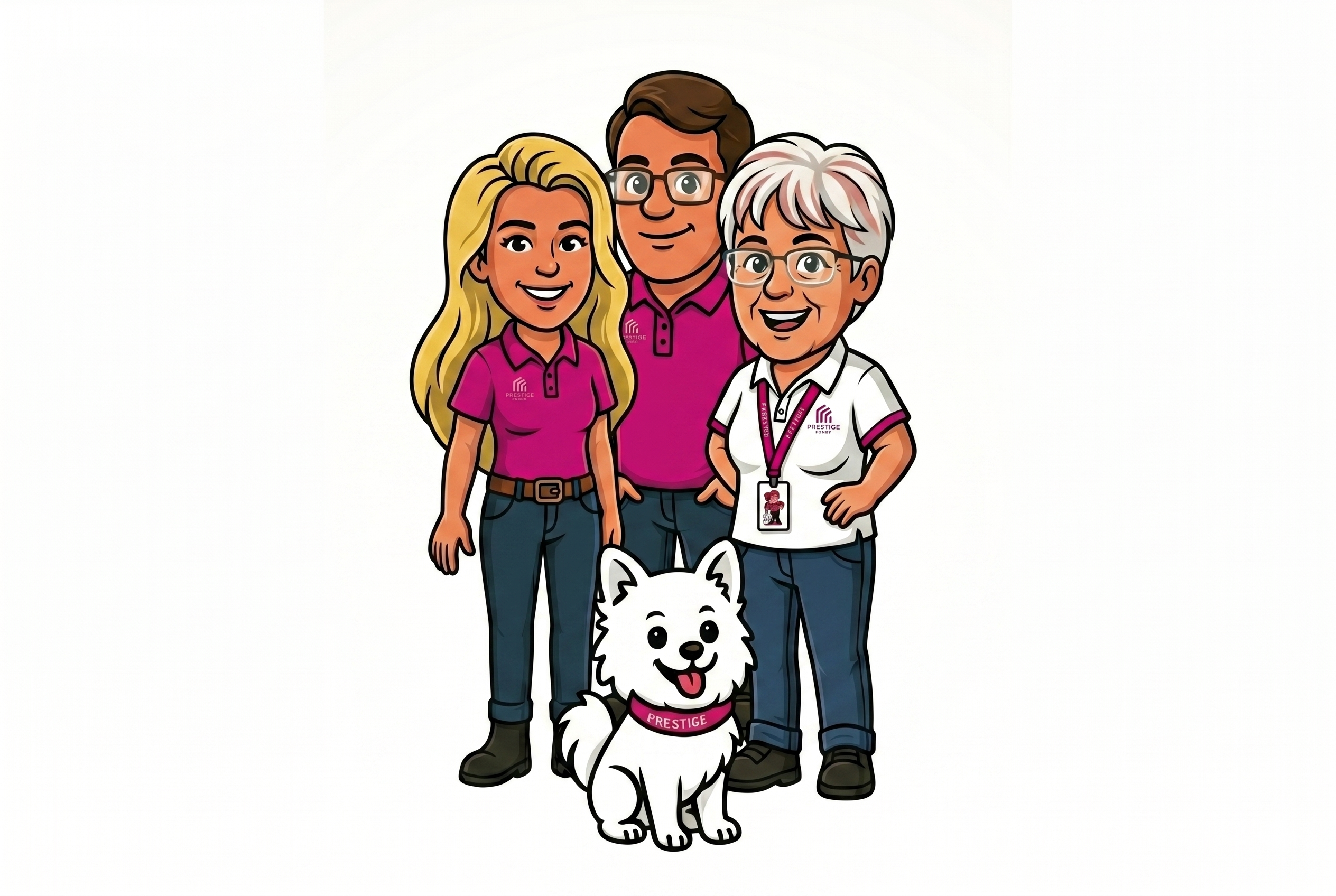 The Prestige Roof team, with Bella the dog